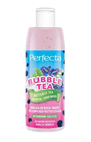 ⁨PERFECTA Bubble Tea Emulsja do mycia twarzy pielęgnująco-oczyszczająca Butterfly Tea, Erytrytol + Dzikie Indygo 300 ml⁩ w sklepie Wasserman.eu