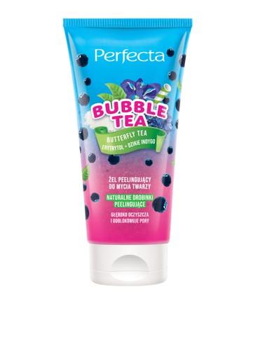 ⁨PERFECTA Bubble Tea Żel peelingujący do mycia twarzy Butterfly Tea, Erytrytol + Dzikie Indygo 150 ml⁩ w sklepie Wasserman.eu