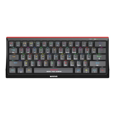 ⁨Marvo Hecate 61B, klawiatura US, do gry, mechaniczna rodzaj przewodowa (USB), czarna, RGB, niebieskie przełączniki⁩ w sklepie Wasserman.eu