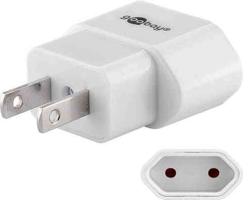 ⁨Adapter podróżny PŁASKI gn. EU wt. USA Goobay WHT⁩ w sklepie Wasserman.eu