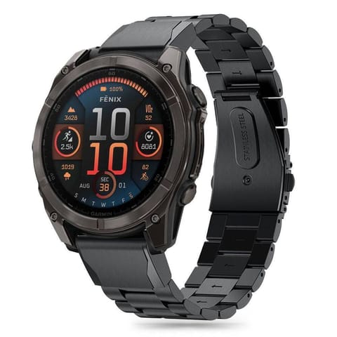 ⁨Pasek do GARMIN FENIX 5X / 5X PLUS / 6X / 6X PRO / 7X / 8 (51MM) Tech-Protect Stainless czarne⁩ w sklepie Wasserman.eu