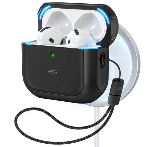 ⁨Etui APPLE AIRPODS 4 ESR Orbit Halolock MagSafe czarne⁩ w sklepie Wasserman.eu
