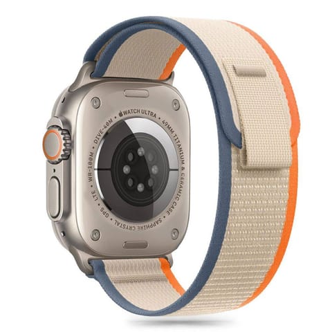 ⁨Pasek do APPLE WATCH 6 / 7 / 8 / 9 / 10 / SE / ULTRA 1 / 2 (44 / 45 / 46 / 49 MM) Tech-Protect Nylon Cream / Orange⁩ w sklepie Wasserman.eu