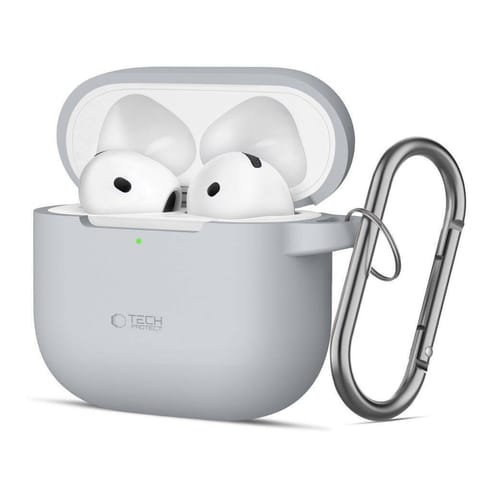 ⁨Etui do APPLE AIRPODS 4 Tech-Protect Silicone Hook Crayon Grey⁩ w sklepie Wasserman.eu