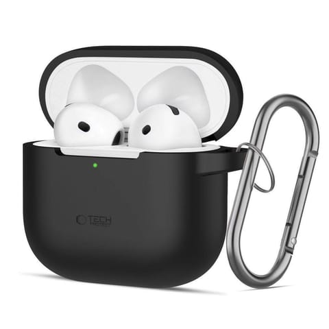 ⁨Etui do APPLE AIRPODS 4 Tech-Protect Silicone Hook czarne⁩ w sklepie Wasserman.eu