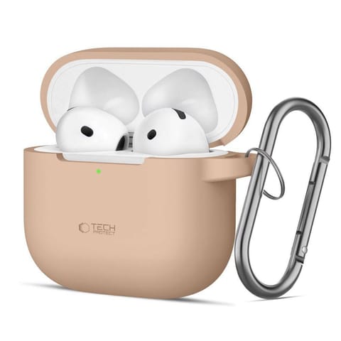 ⁨Etui do APPLE AIRPODS 4 Tech-Protect Silicone Hook Caffe Latte⁩ w sklepie Wasserman.eu