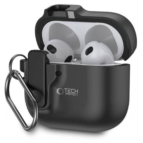 ⁨Etui APPLE AIRPODS 4 Tech-Protect Slim Hook czarne⁩ w sklepie Wasserman.eu