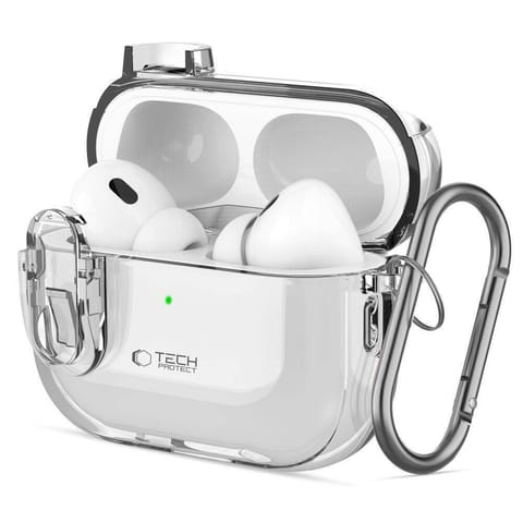 ⁨Etui APPLE AIRPODS PRO 1 / 2 Tech-Protect Slim Hook Clear transparentne⁩ w sklepie Wasserman.eu