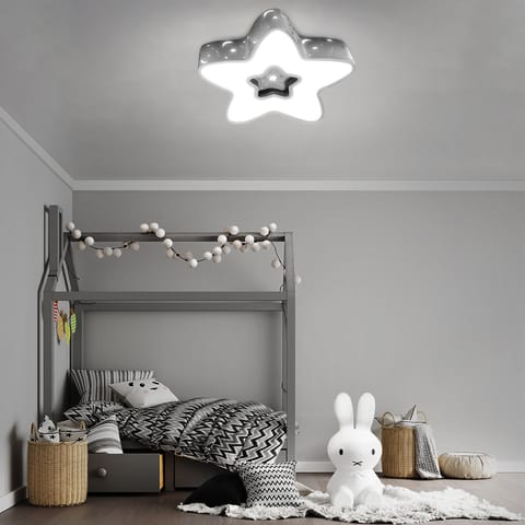LAMPA DZIECIĘCA LED SUFIT SZARA GWIAZDKA 28W + PILOT w sklepie Wasserman.eu