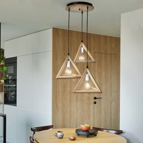 Lampa drewniana wisząca 3 x E27 Trójkąty PZE-903 w sklepie Wasserman.eu