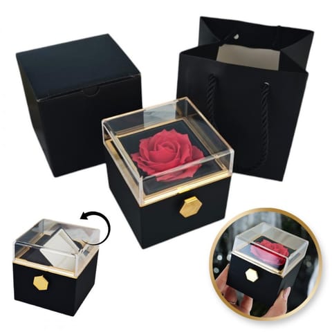 ⁨Pudełeczko Walentynkowe Rose Treasure Box na biżuterię mydlana Wieczna Róża Obrotowe PDOZ26CZ⁩ w sklepie Wasserman.eu