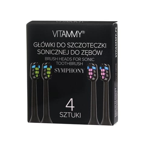 ⁨VITAMMY SYMPHONY KOŃCÓWKI 4 SZT. BLACK Do szczoteczki sonicznej, miękkie i trwałe⁩ w sklepie Wasserman.eu