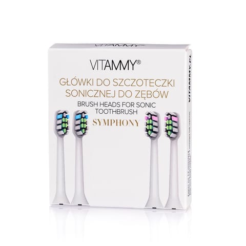 ⁨VITAMMY SYMPHONY KOŃCÓWKI 4 SZT. WHITE Do szczoteczki sonicznej, miękkie i trwałe⁩ w sklepie Wasserman.eu