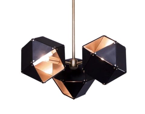 ⁨Pendant lamp NEW GEOMETRY-3 black-gold 45 cm (Matt black)⁩ at Wasserman.eu