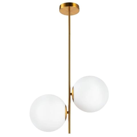 ⁨Pendant lamp VENUS-2 brass 44 cm (Color: milky white glass)⁩ at Wasserman.eu