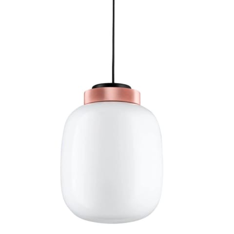 ⁨Pendant lamp BOOM LED white-copper 25 cm (Color: milky white glass)⁩ at Wasserman.eu