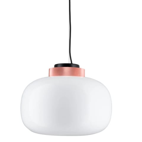 ⁨Pendant lamp BOOM LED white-copper 35 cm (Color: milky white glass)⁩ at Wasserman.eu