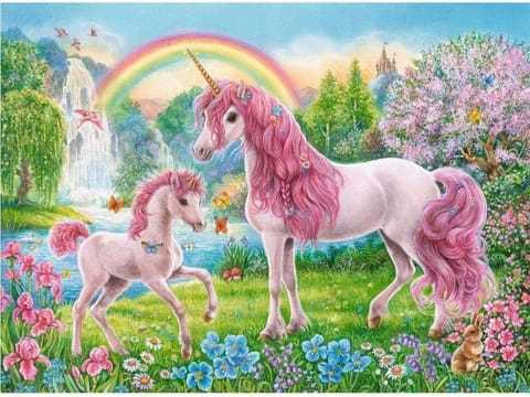 Diamond mosaic - Unicorns in the garden at Wasserman.eu