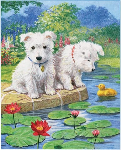 ⁨Diamond mosaic - Dogs by the pond⁩ at Wasserman.eu