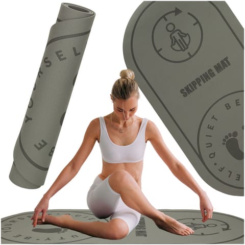 Mata fitness do ćwiczeń jogi skakania na skakance wygłuszająca antypoślizgowa 125x61,5x0,6 cm szara w sklepie Wasserman.eu