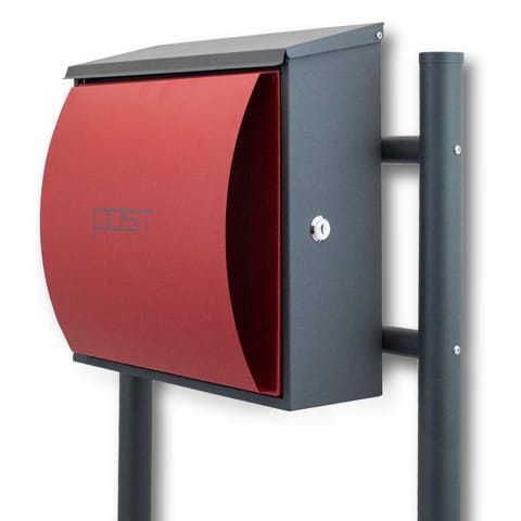 ⁨RED MODERN FREESTANDING LETTER BOX OPENING TO THE SIDE⁩ at Wasserman.eu