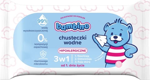 ⁨NIVEA Bambino Chusteczki wodne 3w1 hipoalergiczne  1 x 57 szt⁩ w sklepie Wasserman.eu