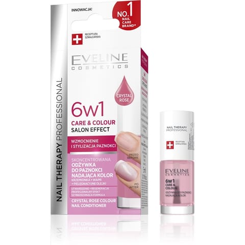 ⁨EVELINE Nail Therapy Professional Odżywka do paznokci nadająca kolor Care&Colour 6w1 - Crystal Rose 5 ml⁩ w sklepie Wasserman.eu