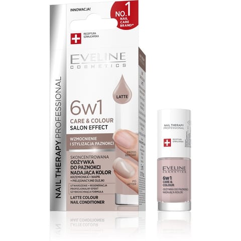 ⁨EVELINE Nail Therapy Professional Odżywka do paznokci nadająca kolor Care&Colour 6w1 - Latte 5 ml⁩ w sklepie Wasserman.eu