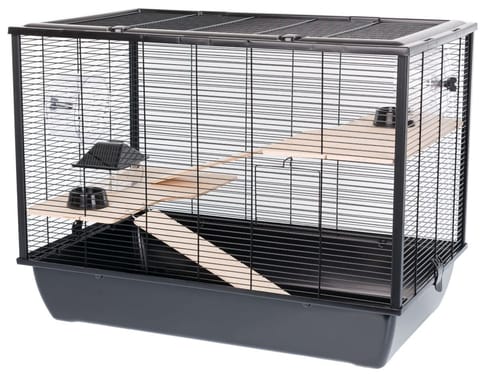 ⁨INTER-ZOO Hugo Wood black - cage for rodents - 78 x 48 x 58cm⁩ at Wasserman.eu