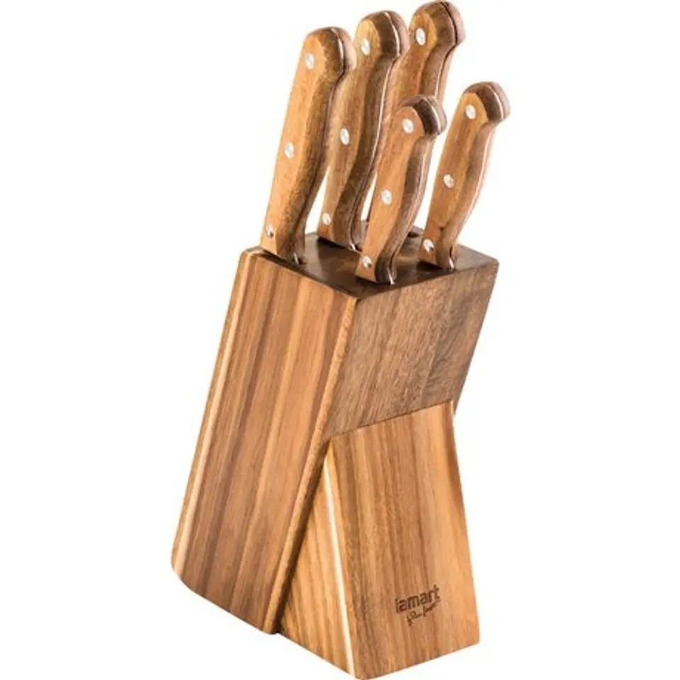 ⁨Zestaw 5 noży w bloku WOOD LT2080⁩ w sklepie Wasserman.eu