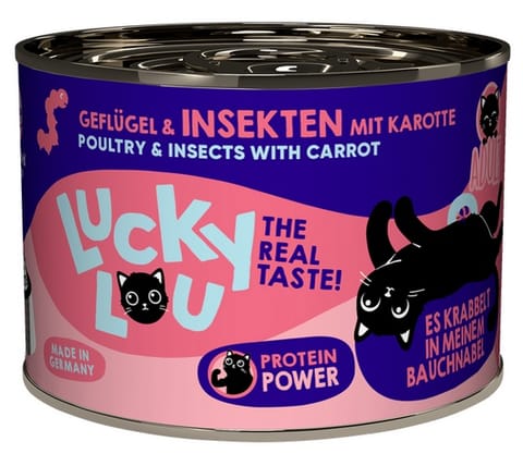 ⁨Lucky Lou Lifestage Adult Drób i owady puszka 200g⁩ w sklepie Wasserman.eu