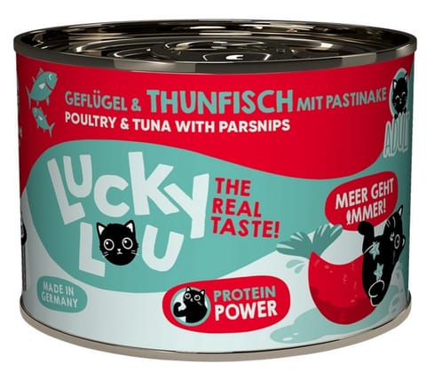 ⁨Lucky Lou Lifestage Adult Drób i tuńczyk puszka 200g⁩ w sklepie Wasserman.eu
