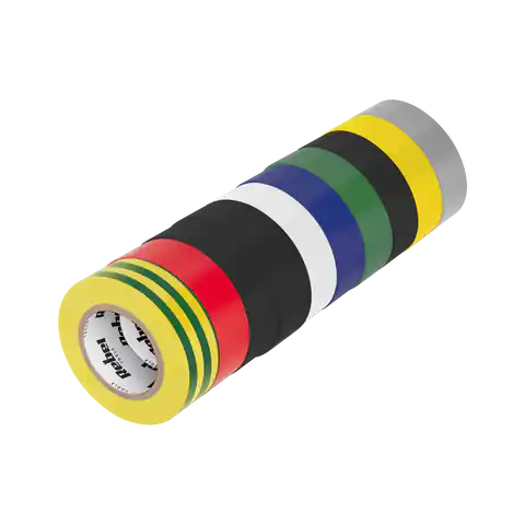 ⁨Komplet taśm izolacyjnych klejących REBEL (10 szt. - 0,13 mm x 19 mm x 20 yd) mix kolorów⁩ w sklepie Wasserman.eu