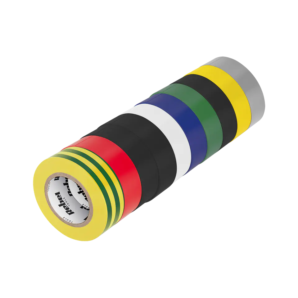 ⁨REBEL adhesive tape set (10 pcs. - 0.13 mm x 19 mm x 20 yd) mix of colors⁩ at Wasserman.eu