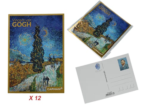 ⁨Kpl. 12 pocztówek - V. van Gogh, Droga z cyprysami (CARMANI)⁩ w sklepie Wasserman.eu