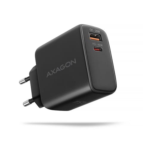 ⁨Axagon ACU-PQ45 QC 3.0, 4.0/AFC/FCP/PPS/PD, 45W, schwarz - Netzladegerät mit USB-A und USB-C Schnittstelle Mobile phone, Smartphone, Smartwatch, Tablet, Universal Black AC Fast charging Indoor⁩ at Wasserman.eu