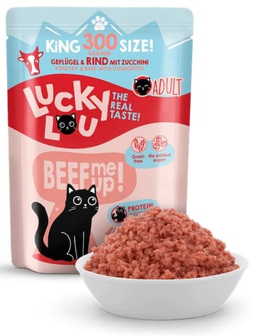 ⁨Lucky Lou Lifestage Adult Drób i wołowina saszetka 300g⁩ w sklepie Wasserman.eu