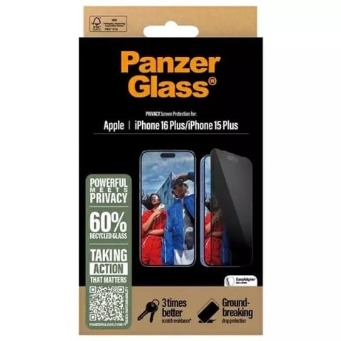 ⁨PanzerGlass Screen protector | Apple | iPhone 16 Plus/iPhone 15 Plus | Tempered glass | Black | Ultra-Wide Fit⁩ at Wasserman.eu