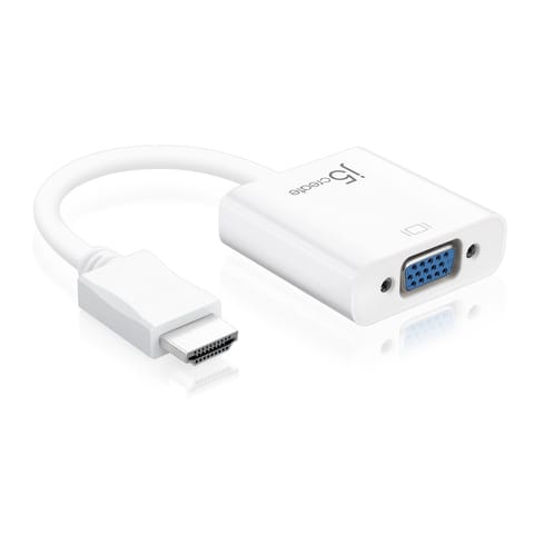 ⁨J5create HDMI to VGA Adapter (HDMI m - VGA f 3.5mm Audio f 10cm; colour white) JDA213-N⁩ at Wasserman.eu