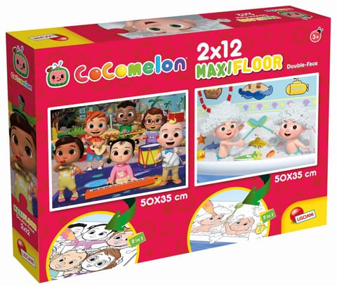 ⁨LISCIANI COCOMELON DWUSTRONNE PUZZLE PODLOGOWE 2X12 E.CZAS COŚ ZBUDOWAĆ⁩ w sklepie Wasserman.eu