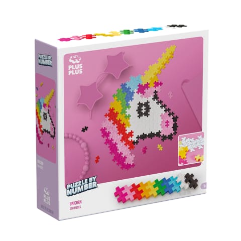 ⁨PLUS-PLUS PUZZLE BY NUMBER JEDNOROŻEC - 250 ELEMENTÓW⁩ w sklepie Wasserman.eu