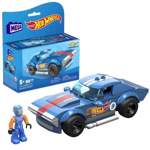 ⁨MEGA Hot Wheels 64 Corvette Grand Sport Building Toy Car With 1 Figure (88 Pieces)⁩ at Wasserman.eu