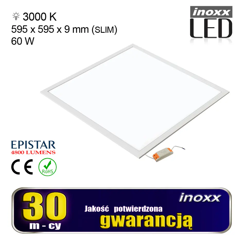 ⁨PANEL LED 60X60 60W LAMPA SUFITOWA KASETON 3000K CIEPŁY⁩ w sklepie Wasserman.eu