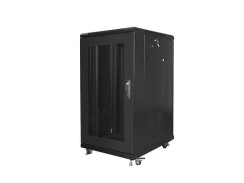 ⁨Standing cabinet 19 inches 22U 600x800 perforated door, black⁩ at Wasserman.eu