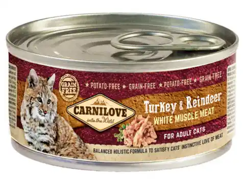 ⁨Carnilove Cat Turkey & Reindeer - indyk i renifer puszka 100g⁩ w sklepie Wasserman.eu