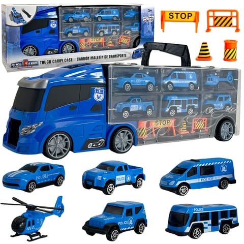 ⁨WOOPIE Zestaw Cieżarówka Transporter 3w1 Niebieski Policja⁩ w sklepie Wasserman.eu