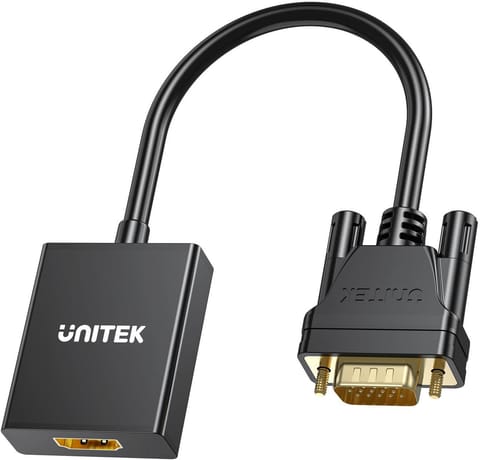 ⁨Unitek Adapter VGA na HDMI FullHD czarny 15cm⁩ w sklepie Wasserman.eu