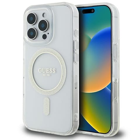 ⁨Guess GUHMP16XHFGERET iPhone 16 Pro Max 6.9" przeźroczysty/transparent hardcase IML Glitter Circle MagSafe⁩ w sklepie Wasserman.eu