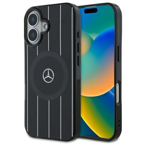 ⁨Mercedes MEHMP16S23HRSK iPhone 16 6.1"    czarny/black hardcase MB Double Layer Crossed Lines MagSafe⁩ w sklepie Wasserman.eu