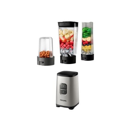 ⁨Mini blender Philips | Codzienna kolekcja HR2604/80 | Blat stołu | 350 W | Materiał słoika Plastik / Szkło | Pojemność słoika 0,6+0,6 L | Kruszenie lodu | Perłowy metal⁩ w sklepie Wasserman.eu